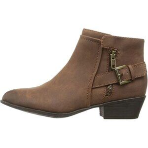 Madden Girl Women's Hunttz Boot Size 7M Ankle Bootie Stacked Heel Side Zip Brown